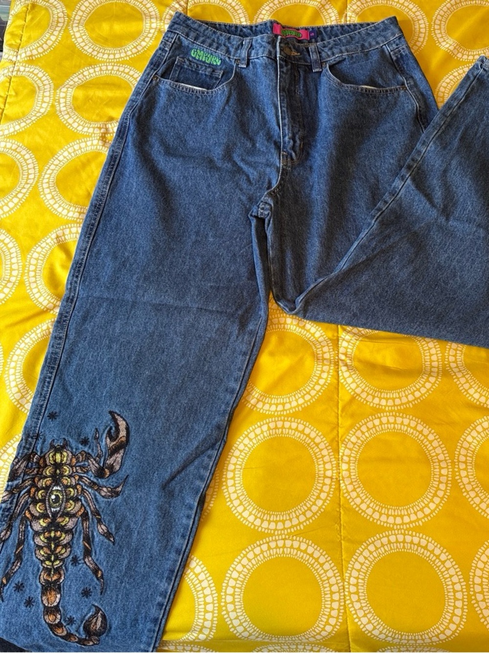 Empyre Blue Tori Scorpion Embroidered Skater Jeans